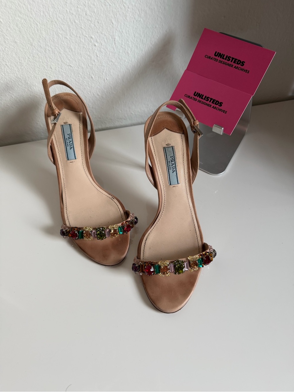 Vintage Prada Jeweled Satin Slingback Heels Size 36 - Picture 14 of 16